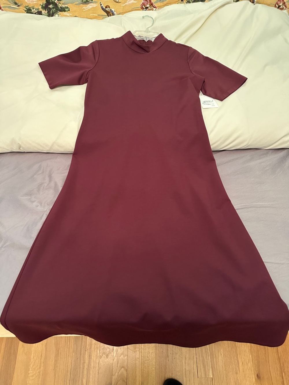 Nordstrom Burgundy ponte-knit Midi A-Line Dress
